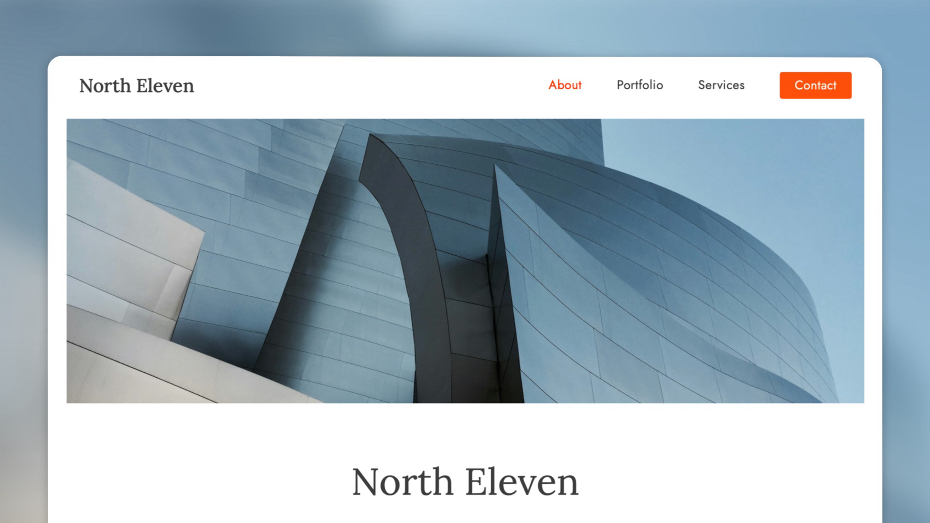 A screenshot of North Eleven. A project for RapidWeaver Elements