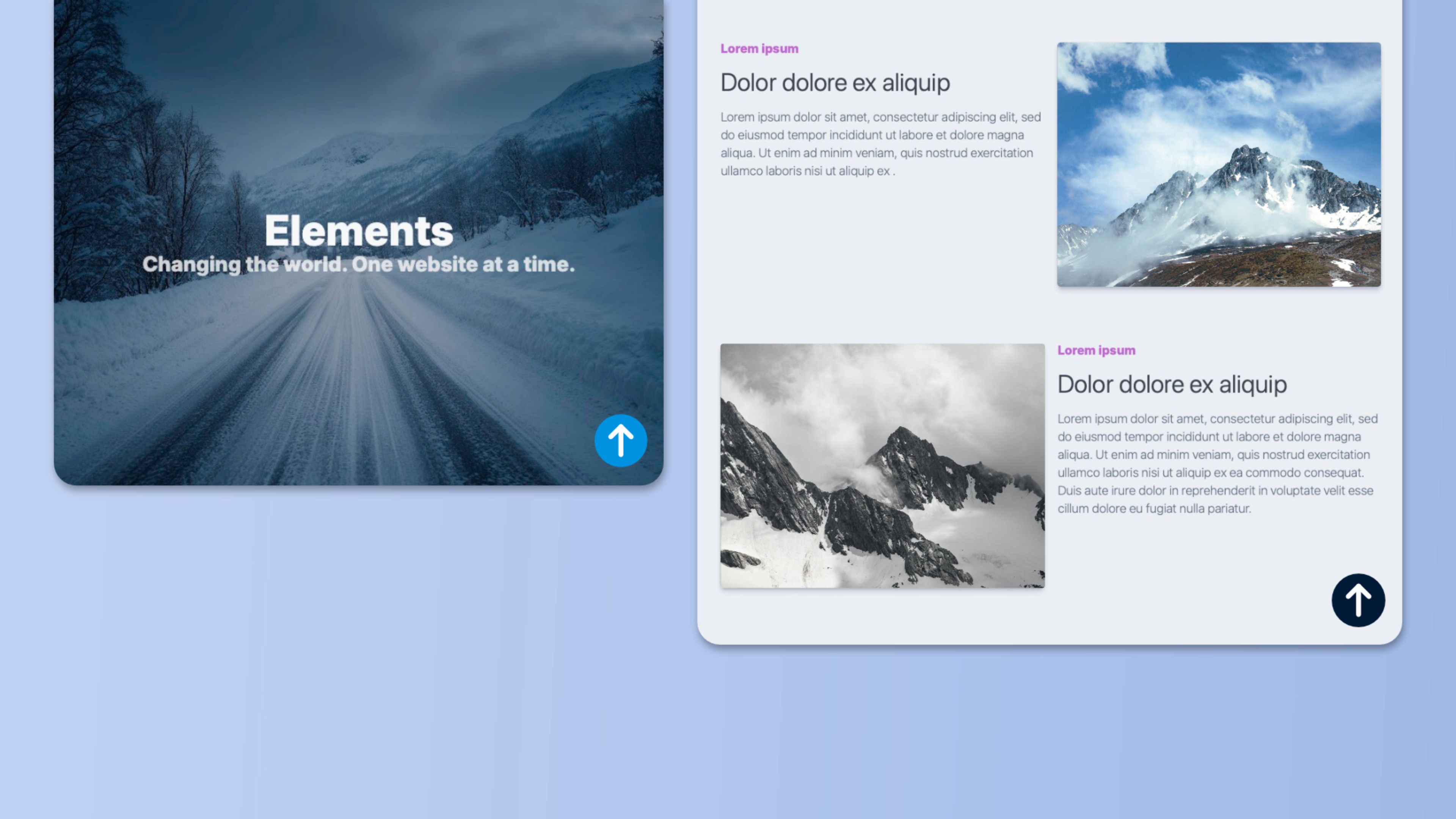 A screenshot of Back To Top. A component for RapidWeaver Elements