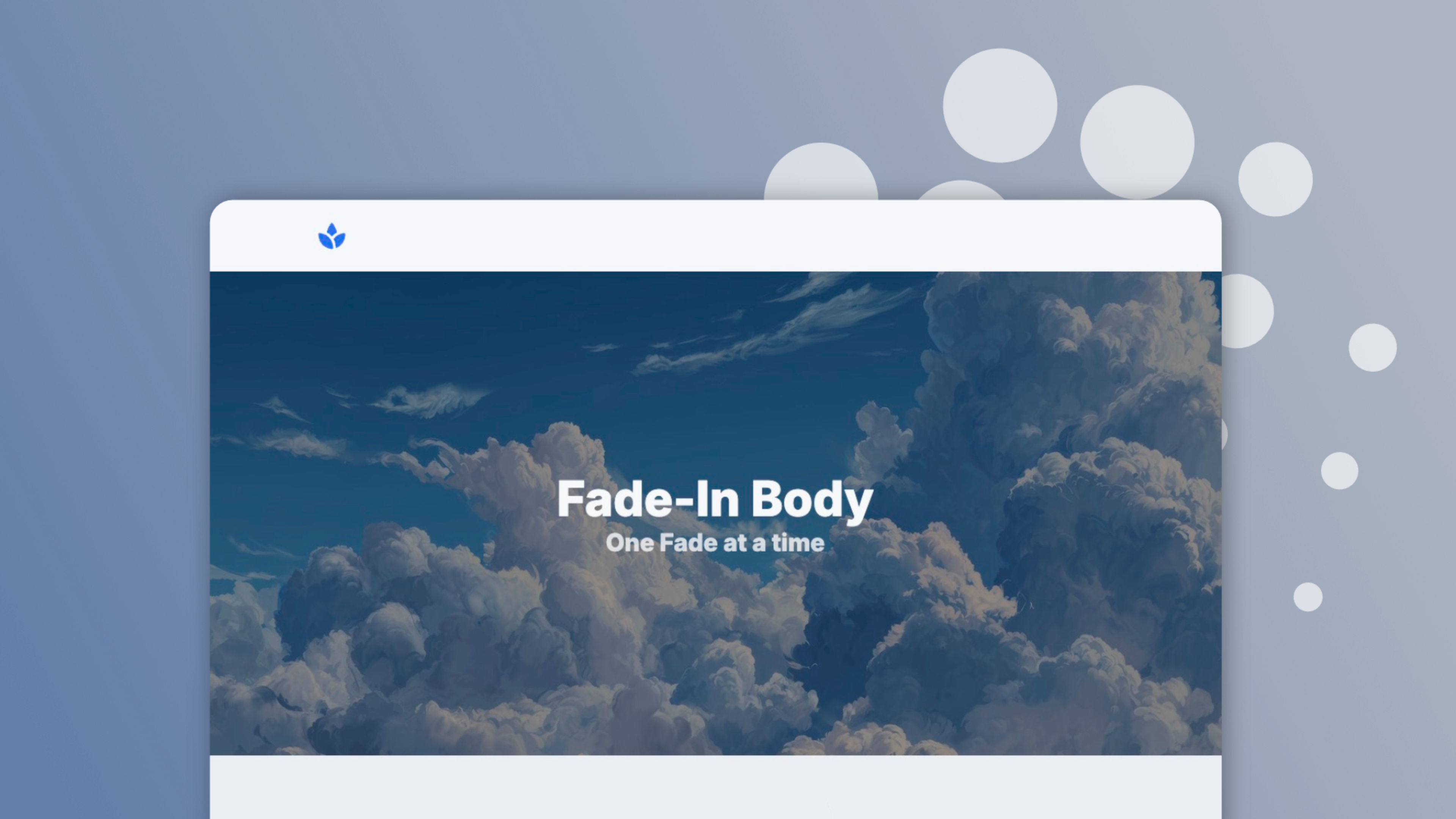 A screenshot of Fade-In Body. A component for RapidWeaver Elements