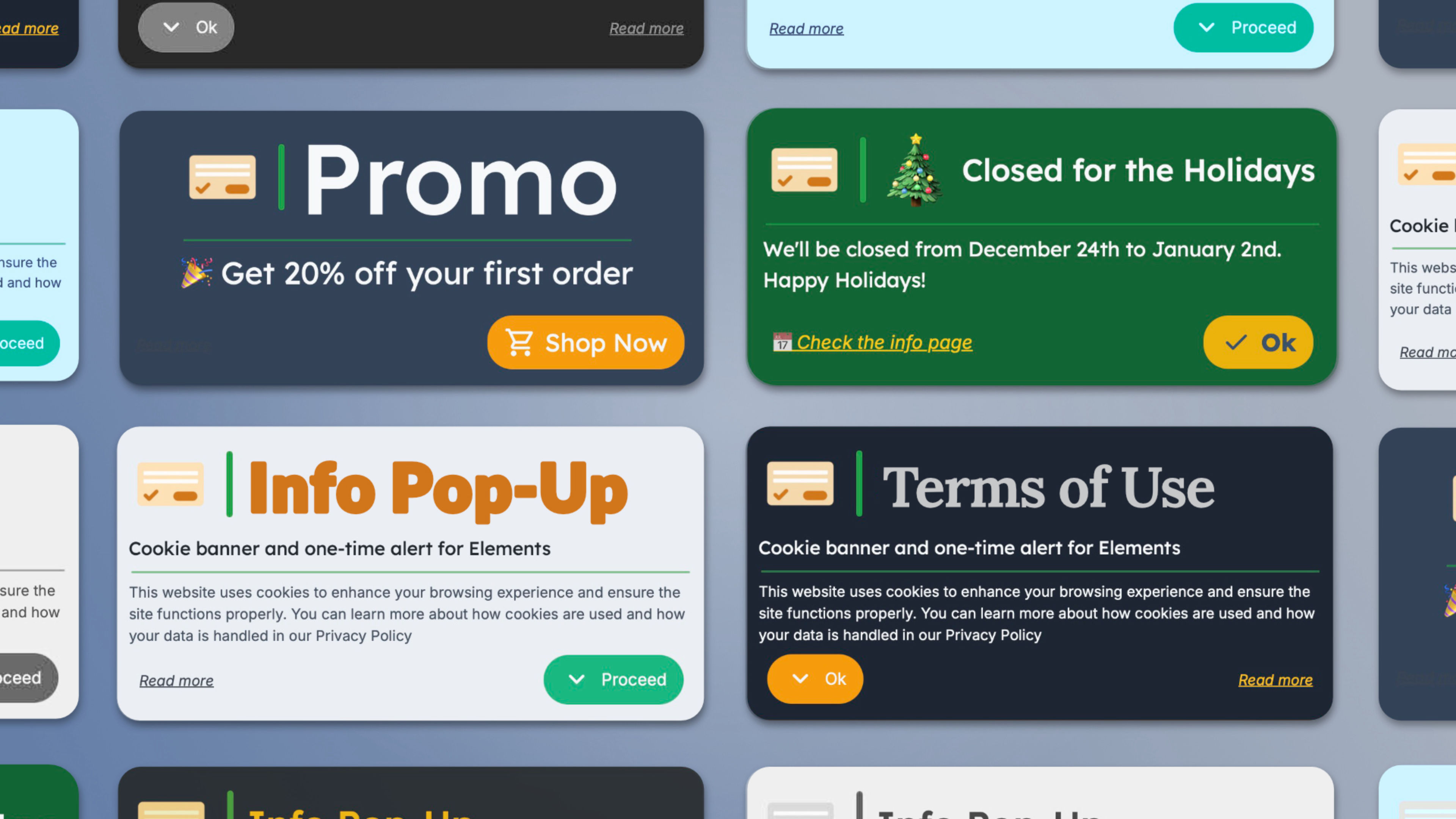A screenshot of Info Pop-Up. A component for RapidWeaver Elements