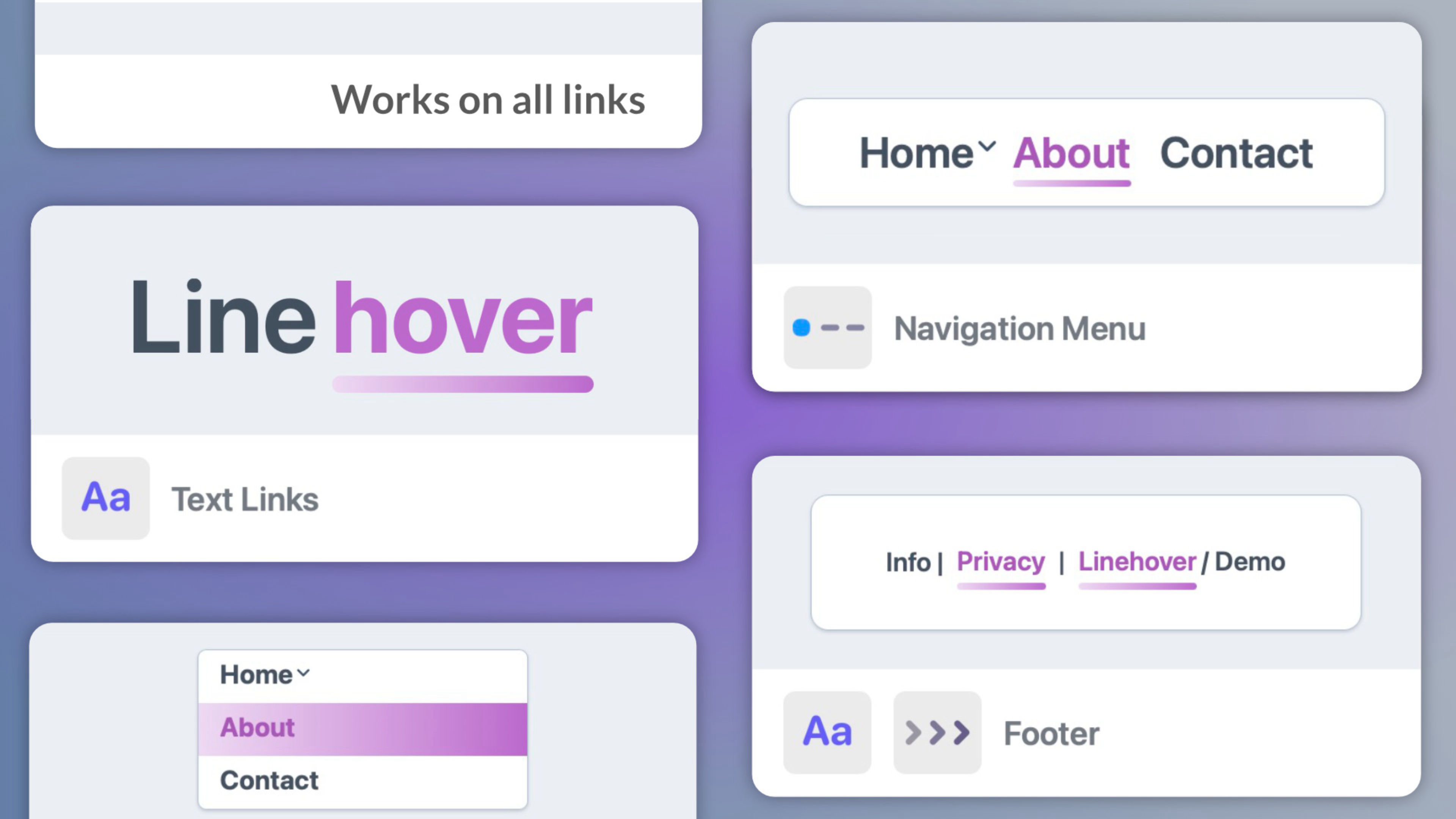 A screenshot of Linehover. A component for RapidWeaver Elements