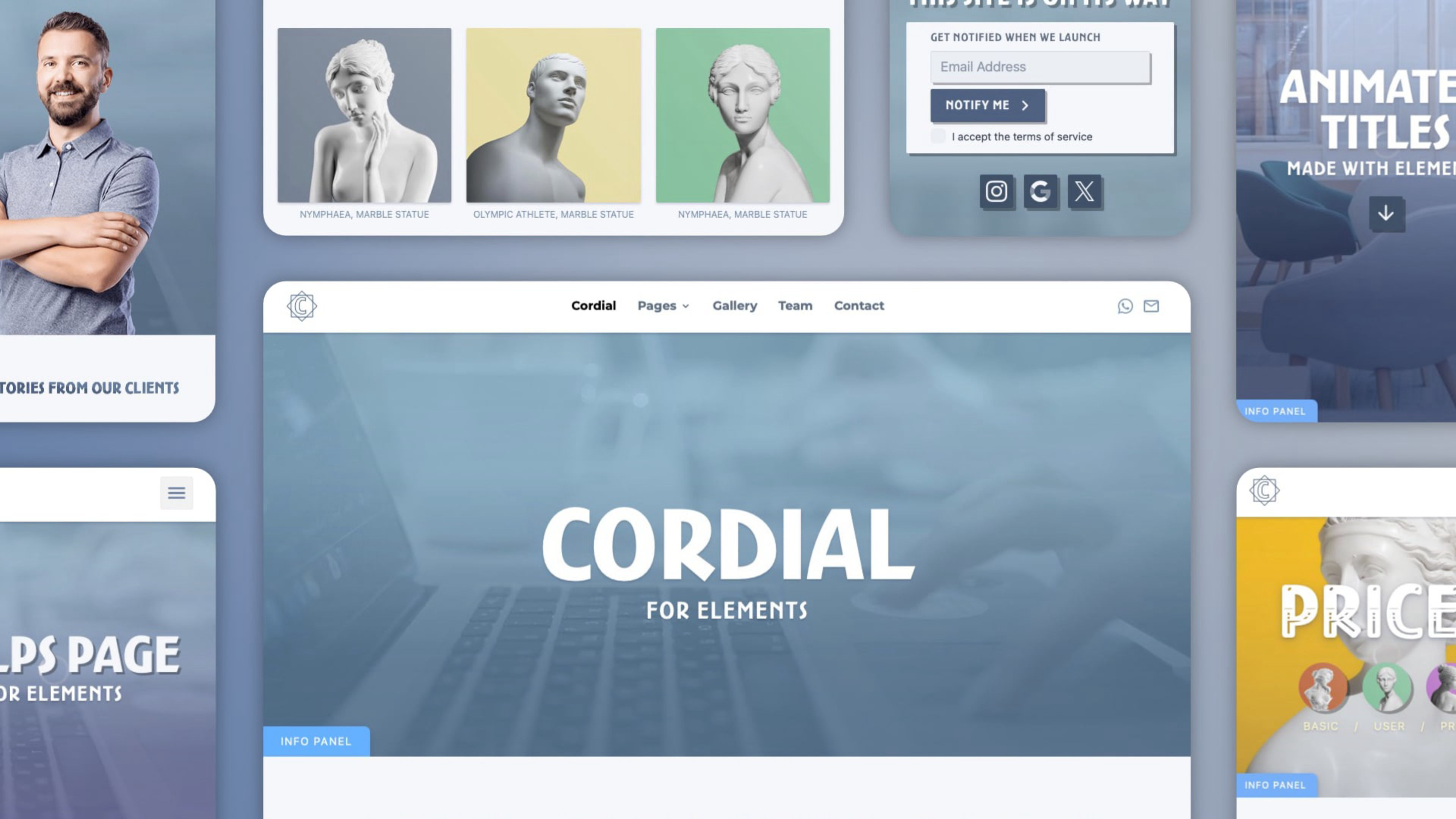 A screenshot of Cordial. A project for RapidWeaver Elements