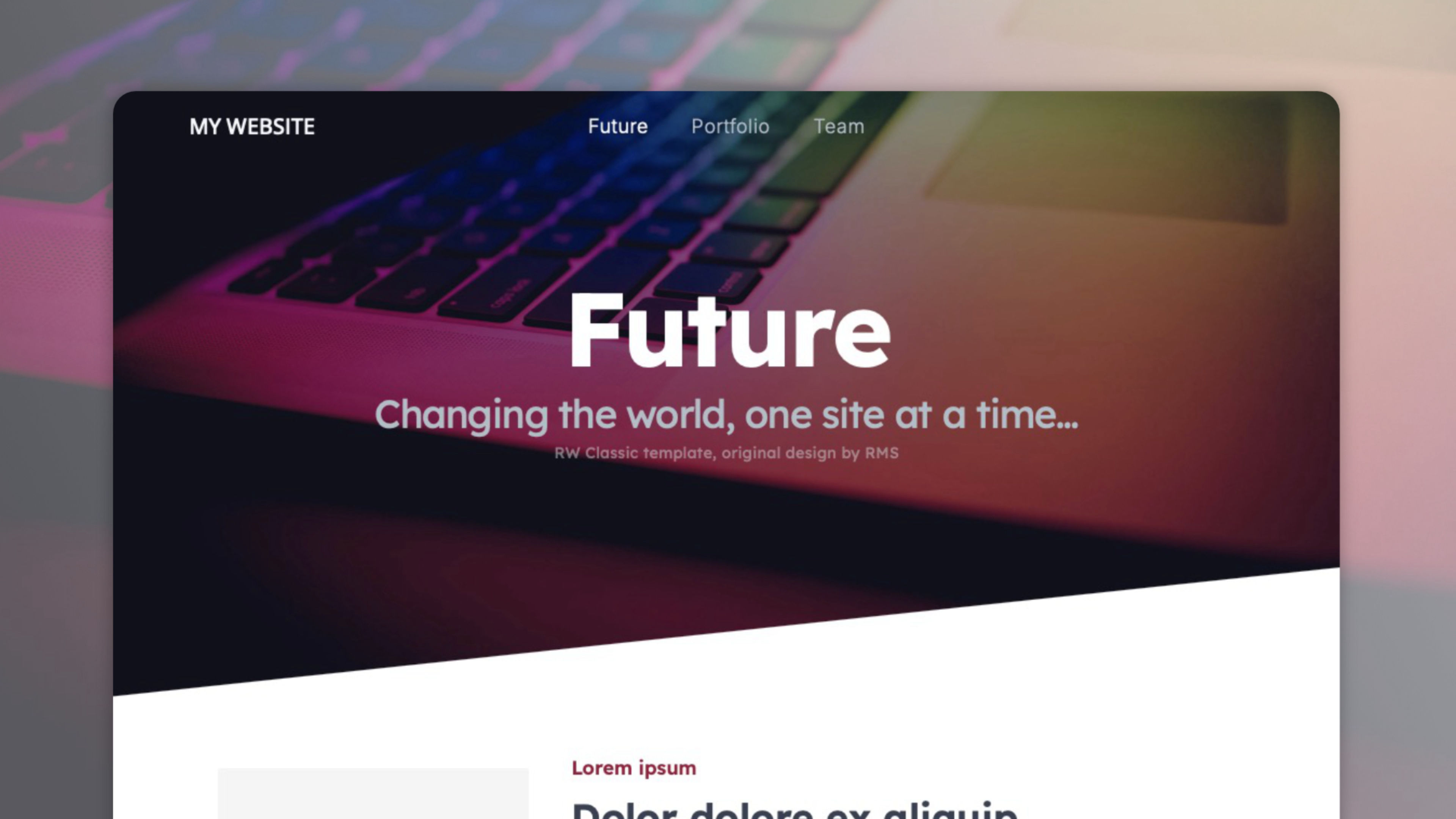 A screenshot of Future. A project for RapidWeaver Elements