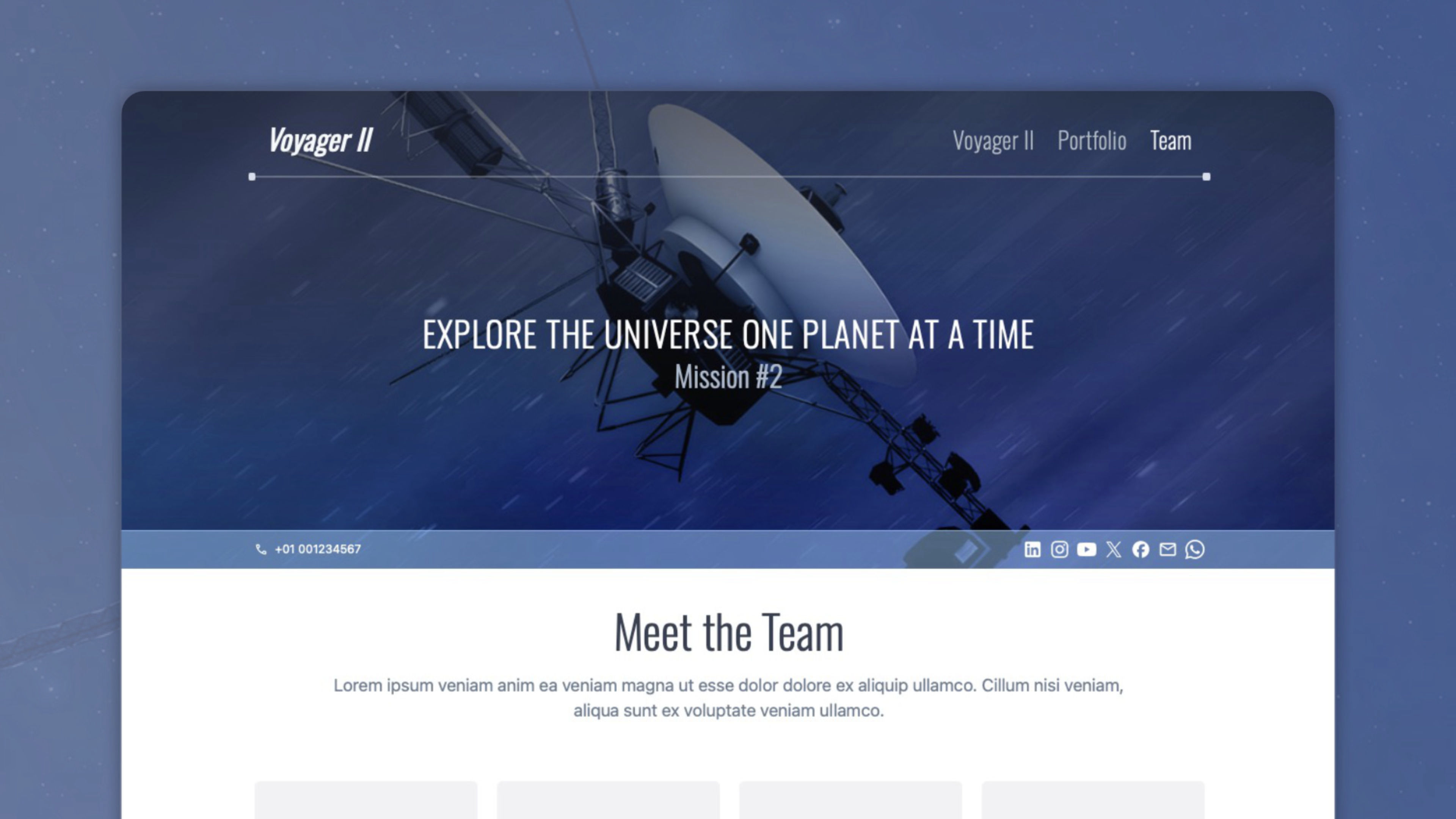 A screenshot of Voyager2. A project for RapidWeaver Elements
