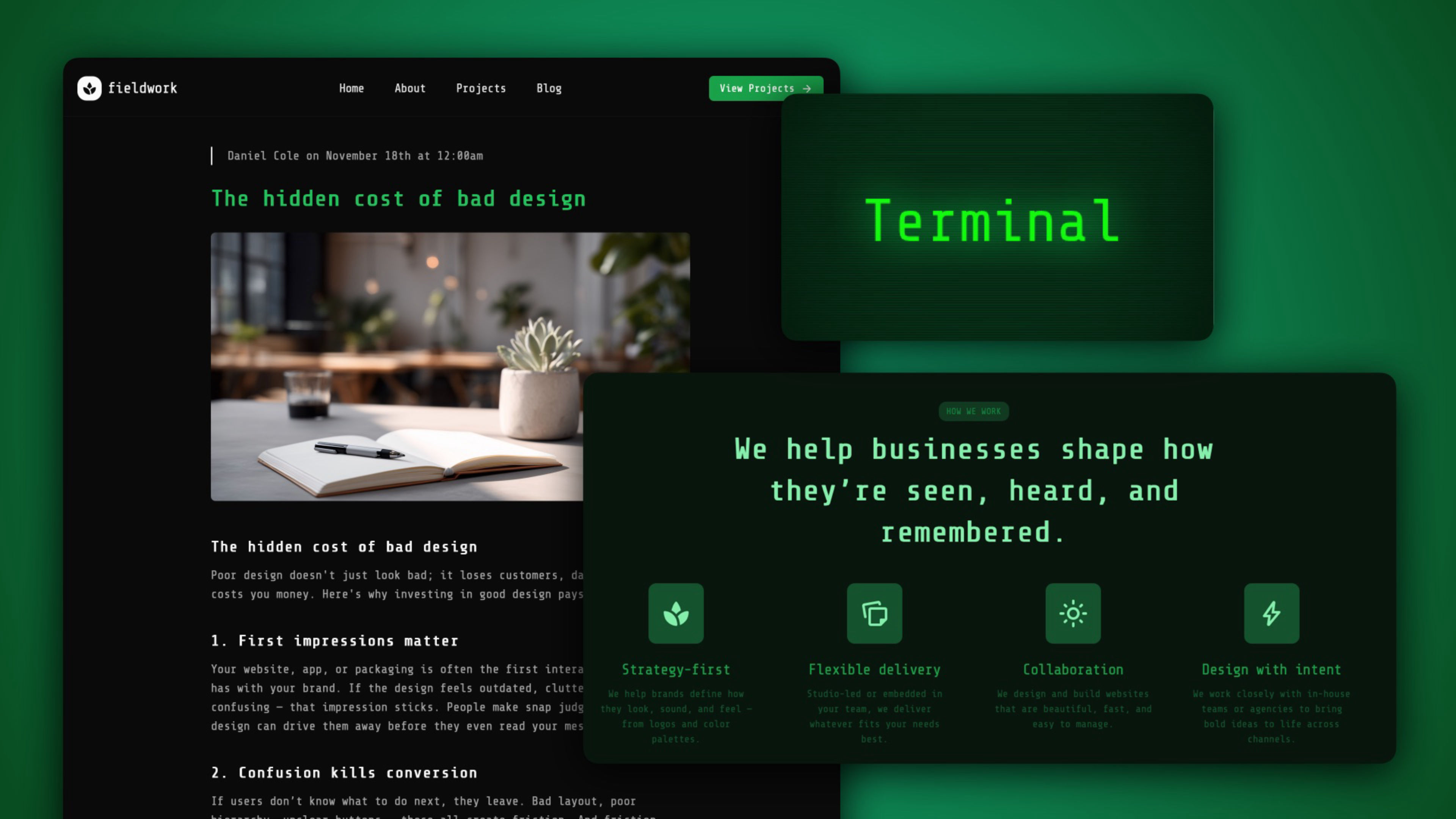 A screenshot of Terminal. A theme for RapidWeaver Elements