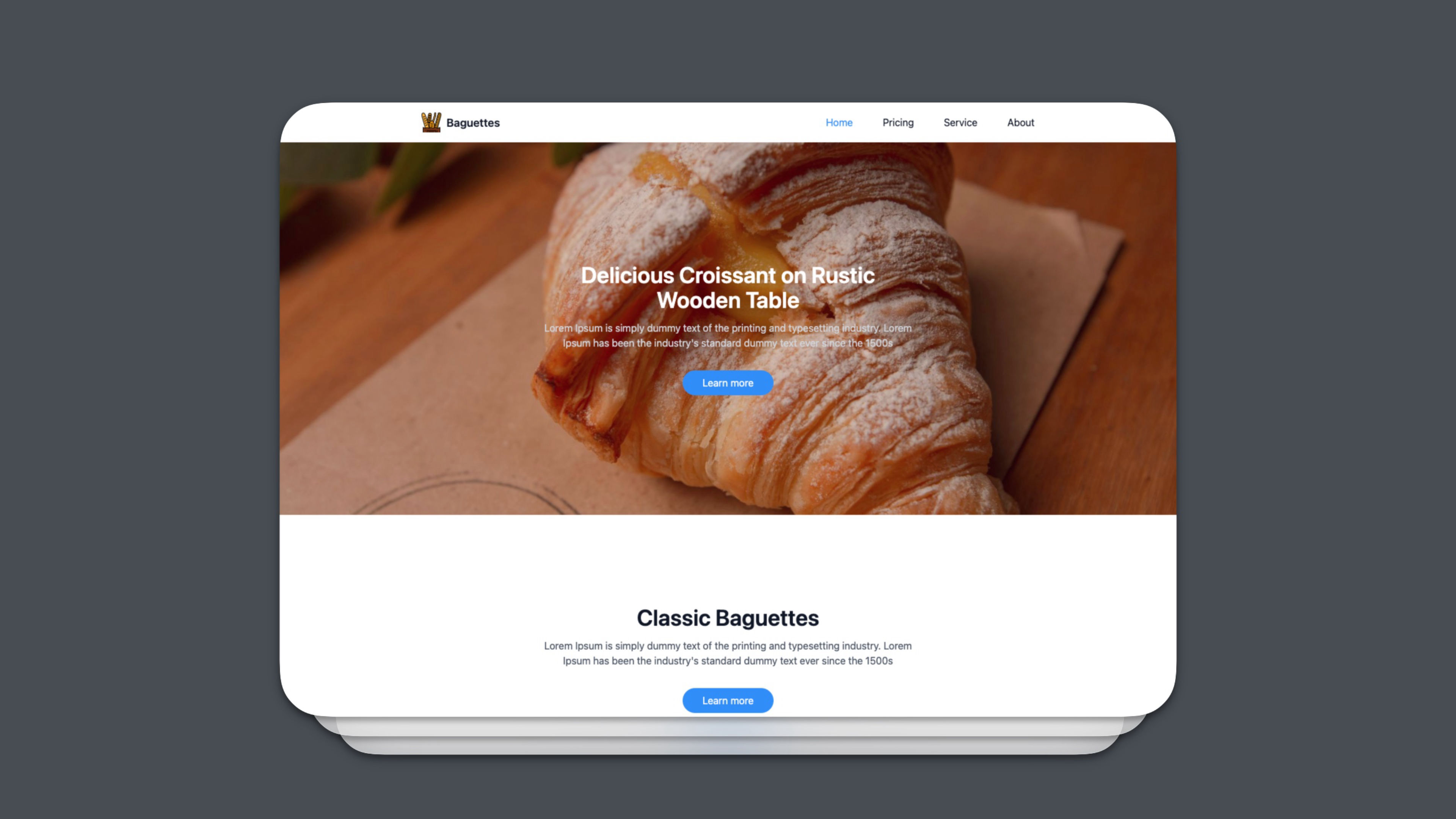 A screenshot of Baguettes FREE. A project for RapidWeaver Elements