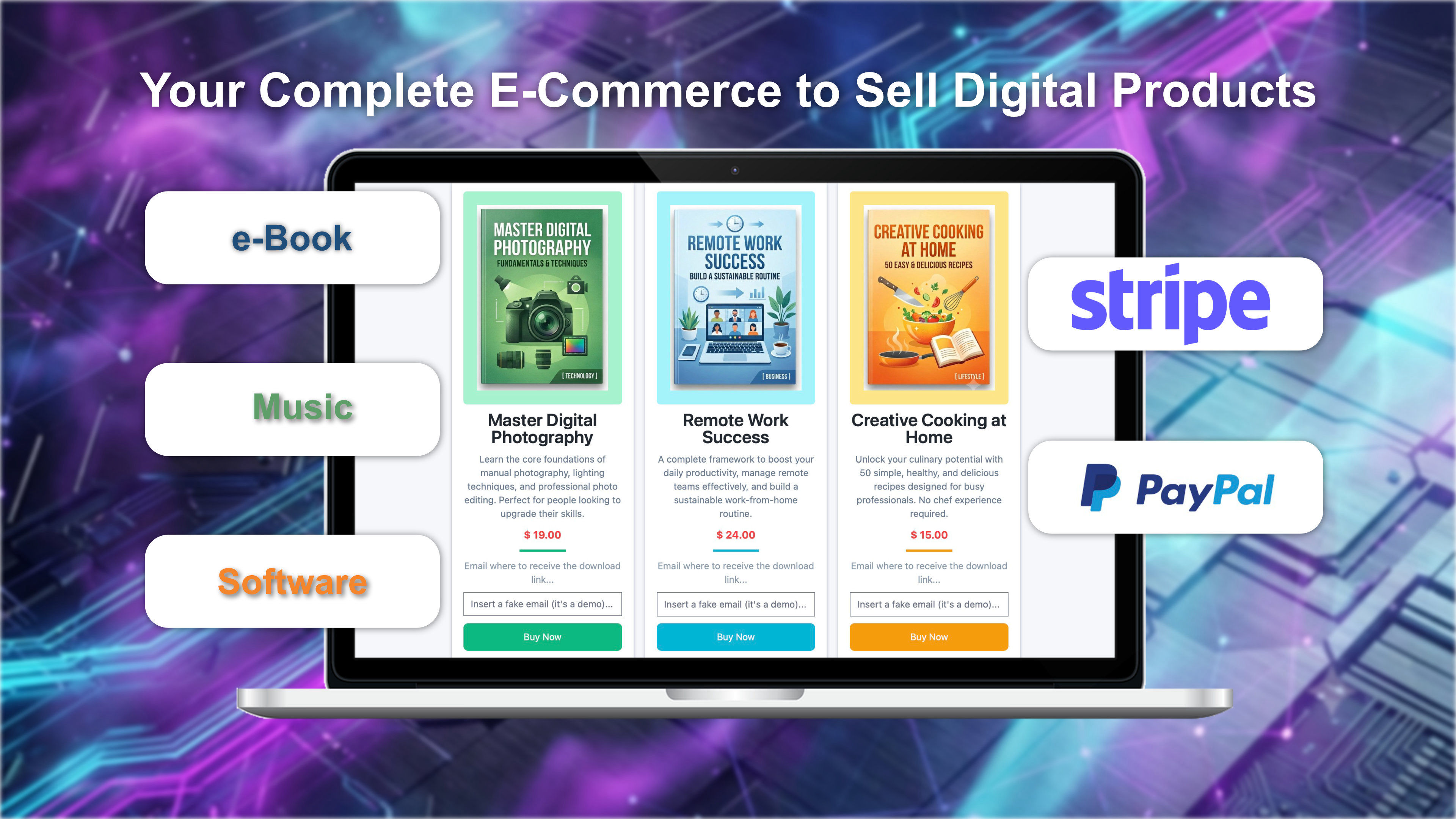 A screenshot of RTDigitalDownloads. A component for RapidWeaver Elements
