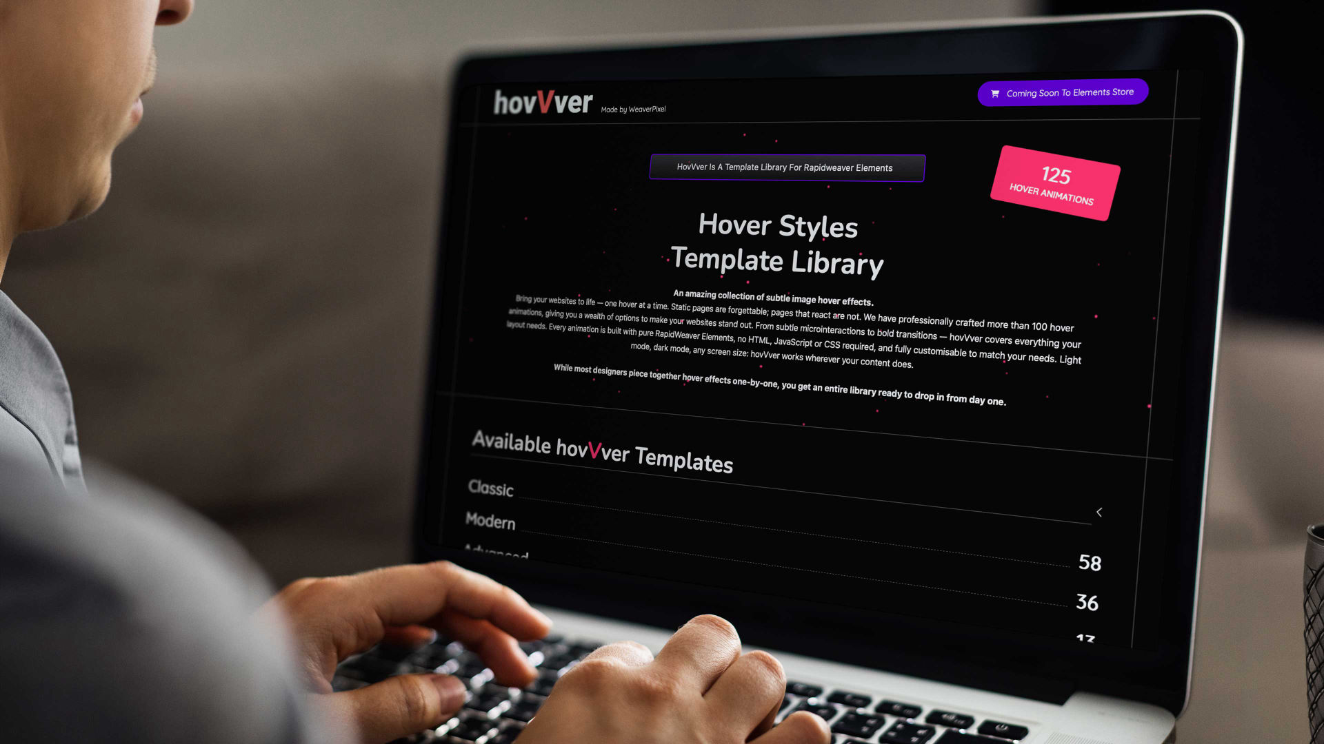 The hovVver icon. A template for RapidWeaver Elements