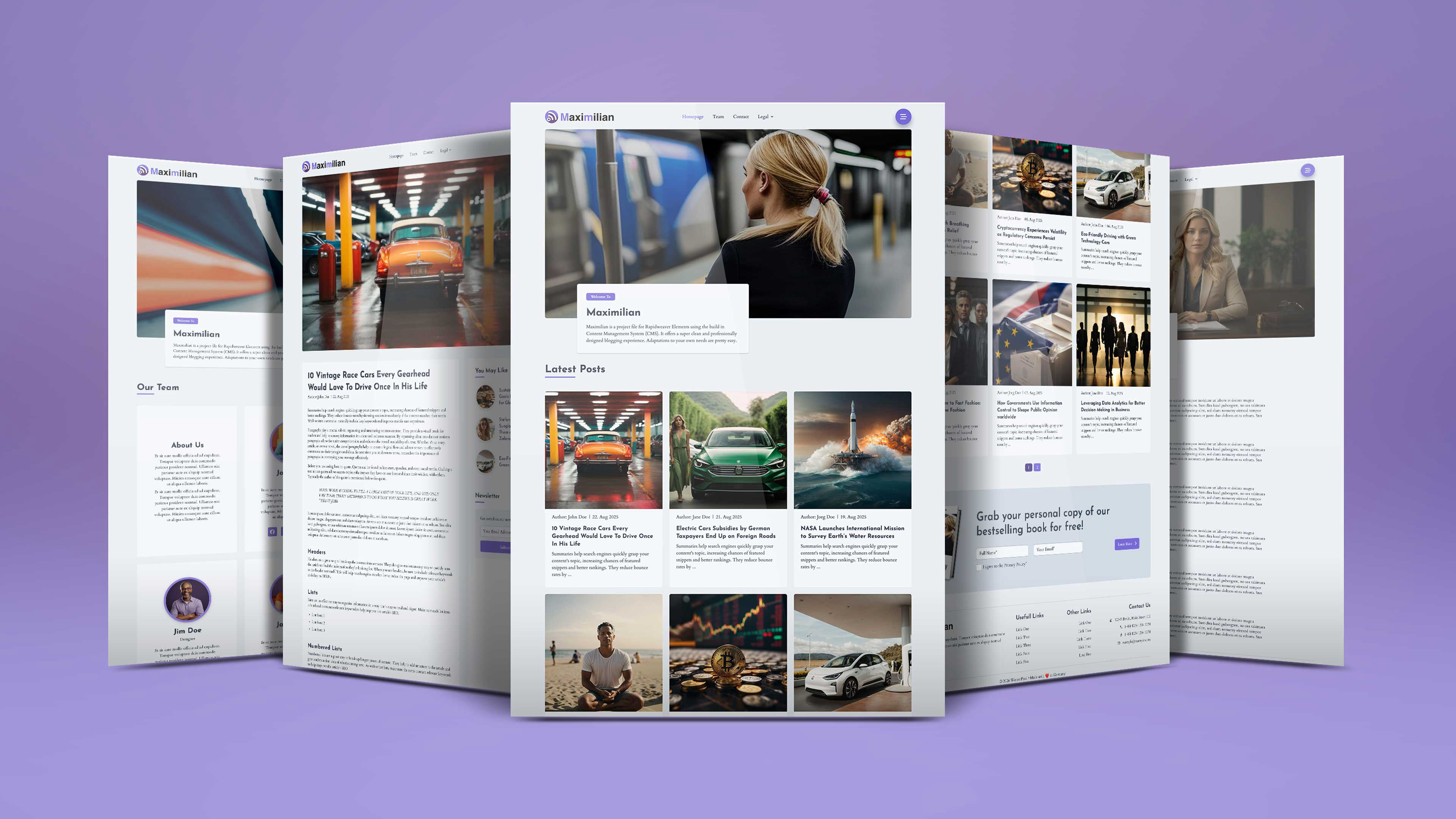 A screenshot of Maximilian. A project for RapidWeaver Elements