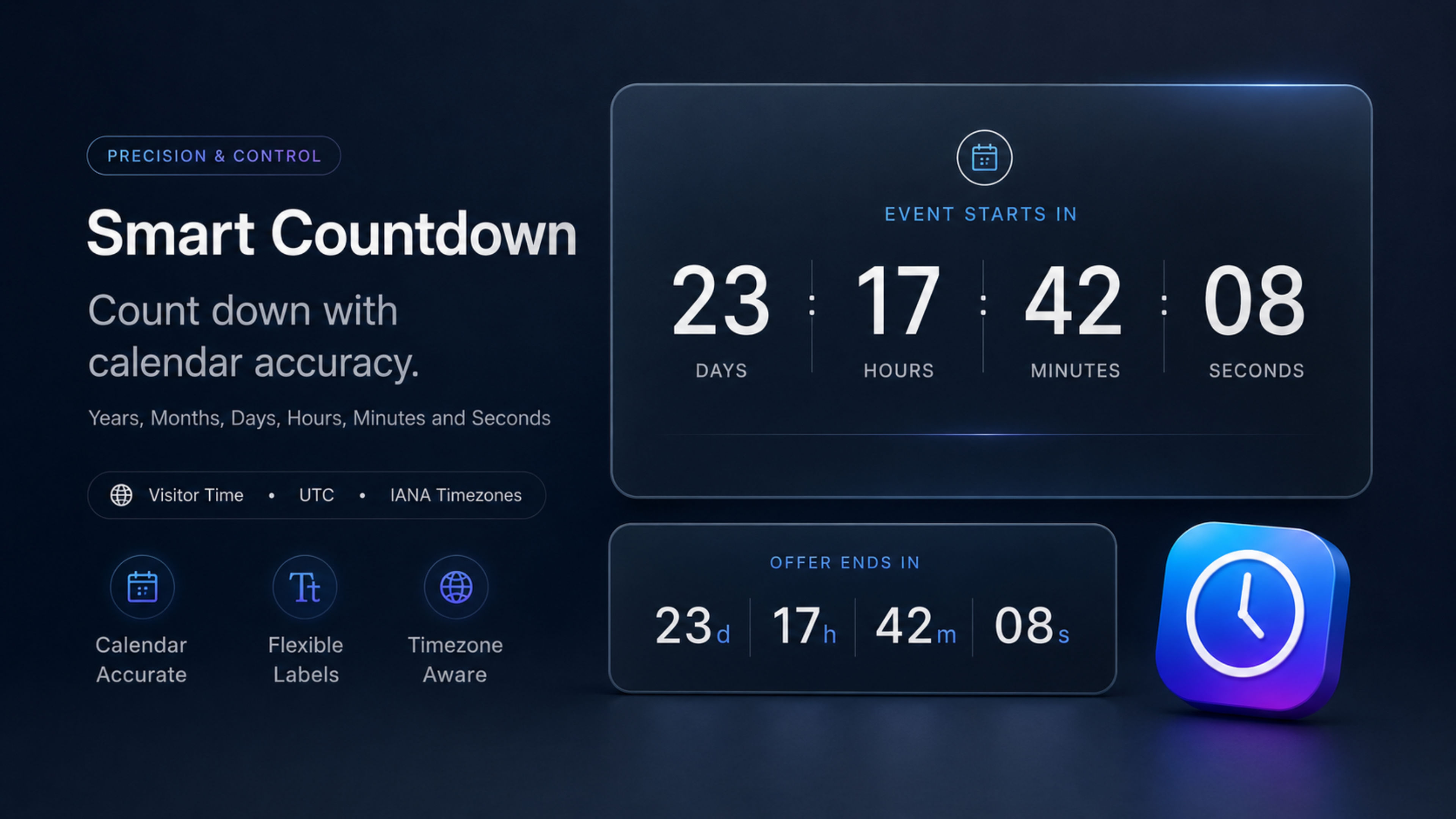 A screenshot of Smart Countdown. A component for RapidWeaver Elements