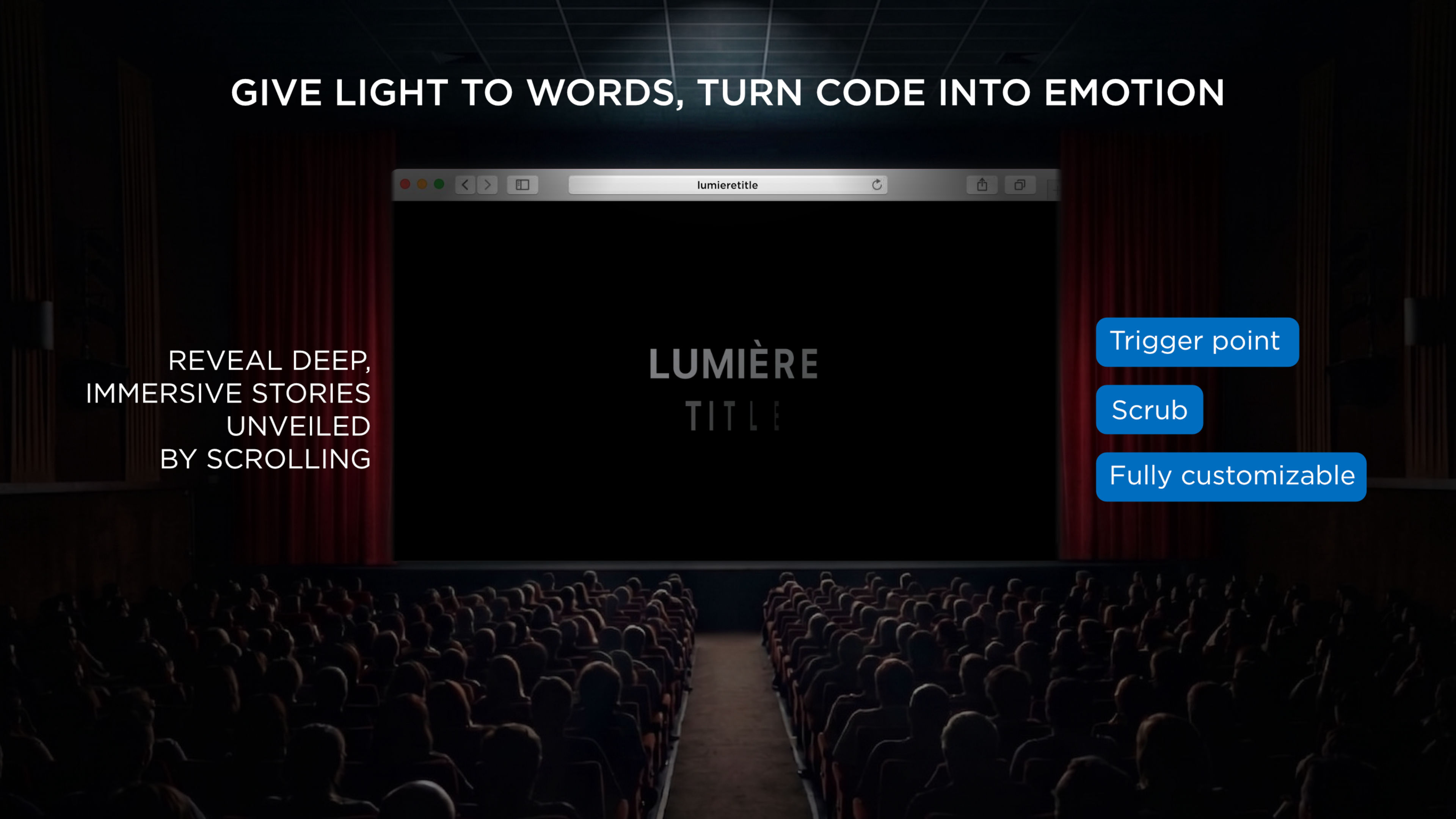 A screenshot of LumiereTitle. A component for RapidWeaver Elements