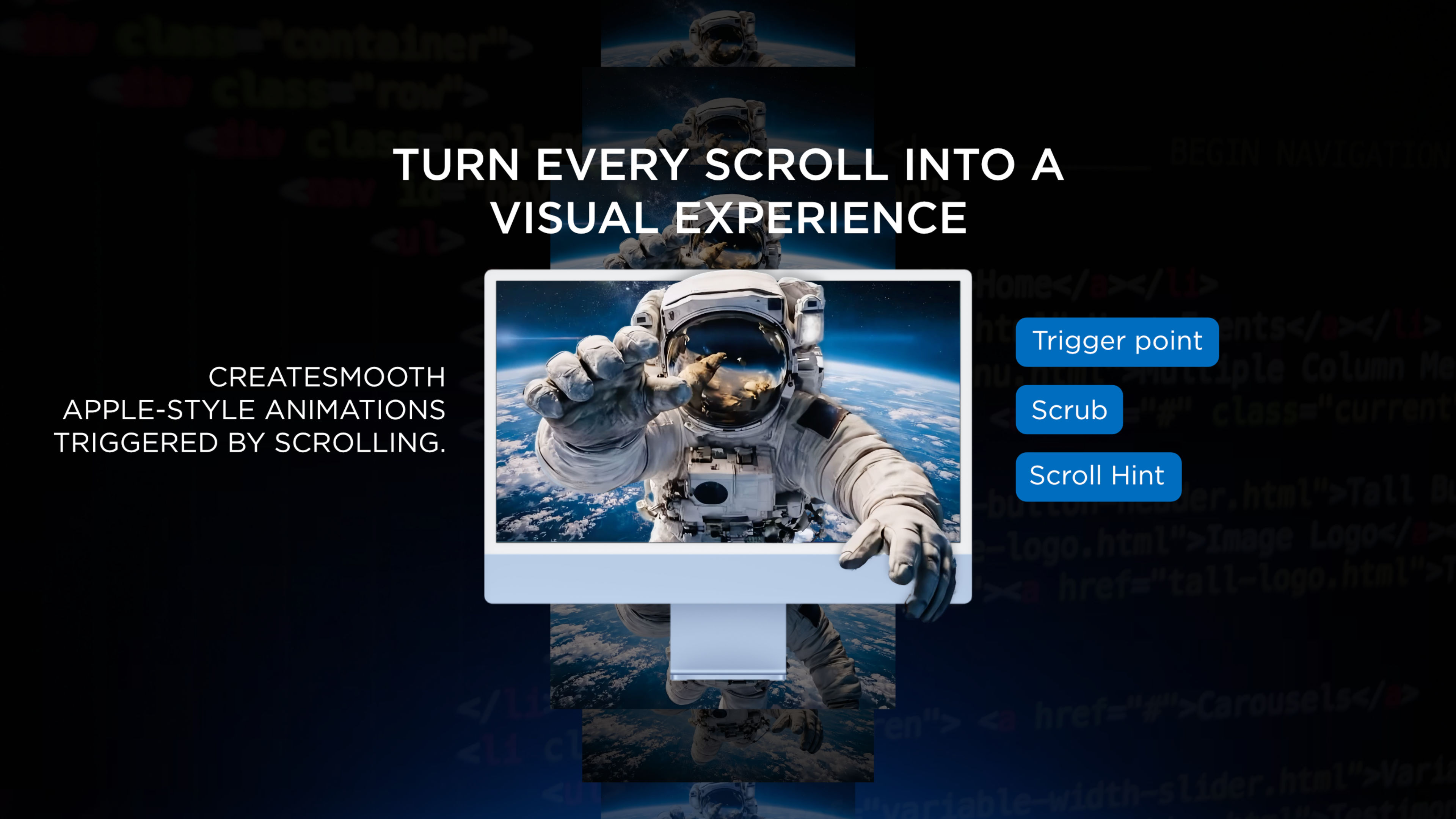 A screenshot of Scrollytelling. A component for RapidWeaver Elements