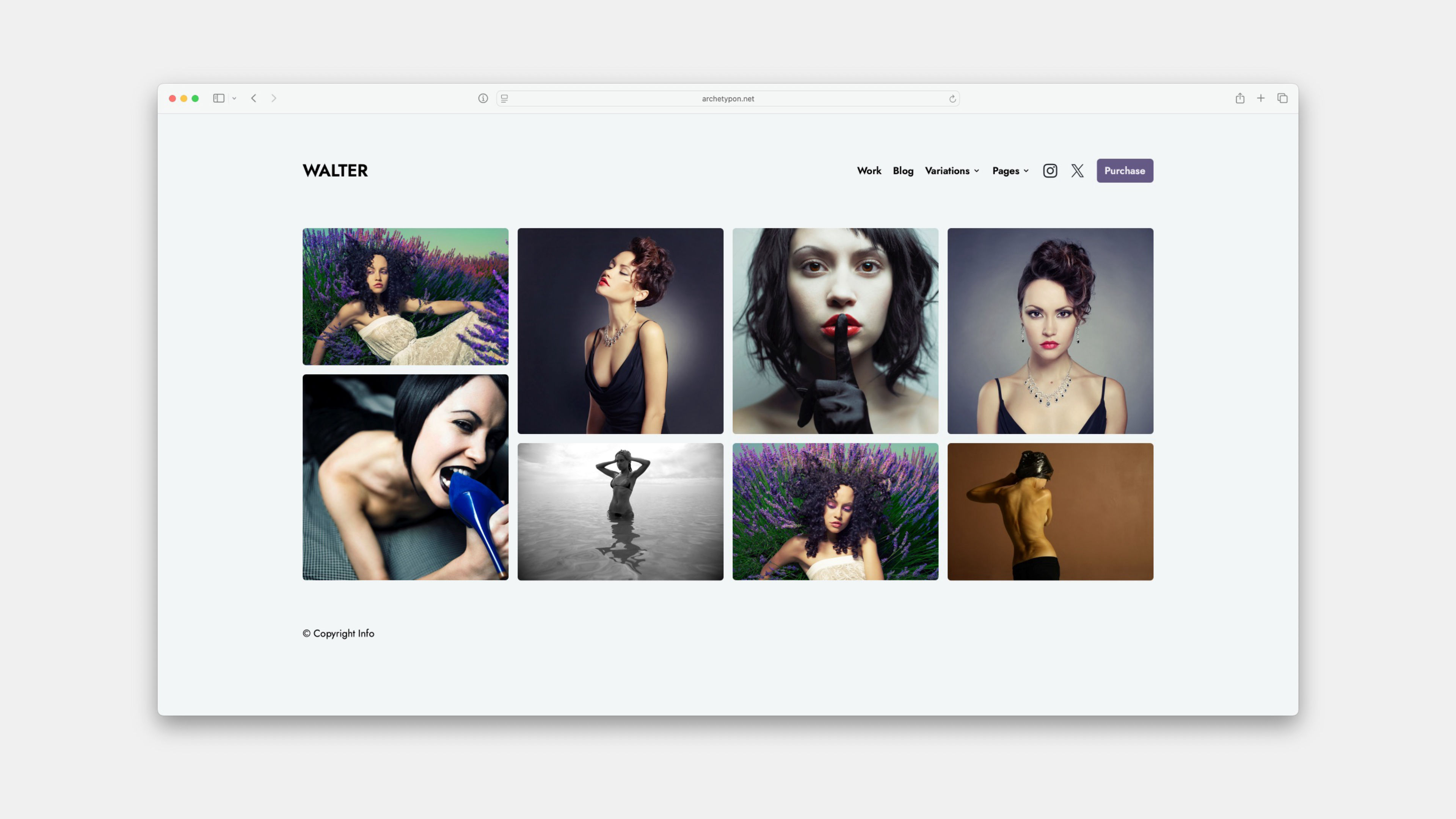 A screenshot of Walter. A project for RapidWeaver Elements