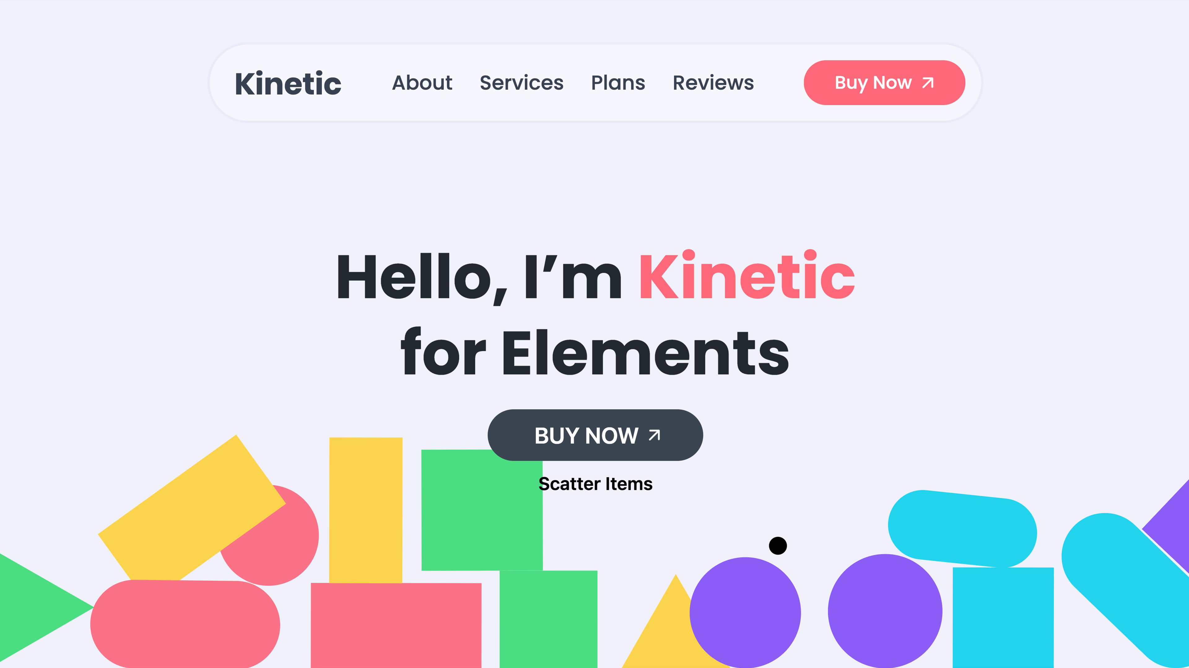 A screenshot of Kinetic. A component for RapidWeaver Elements