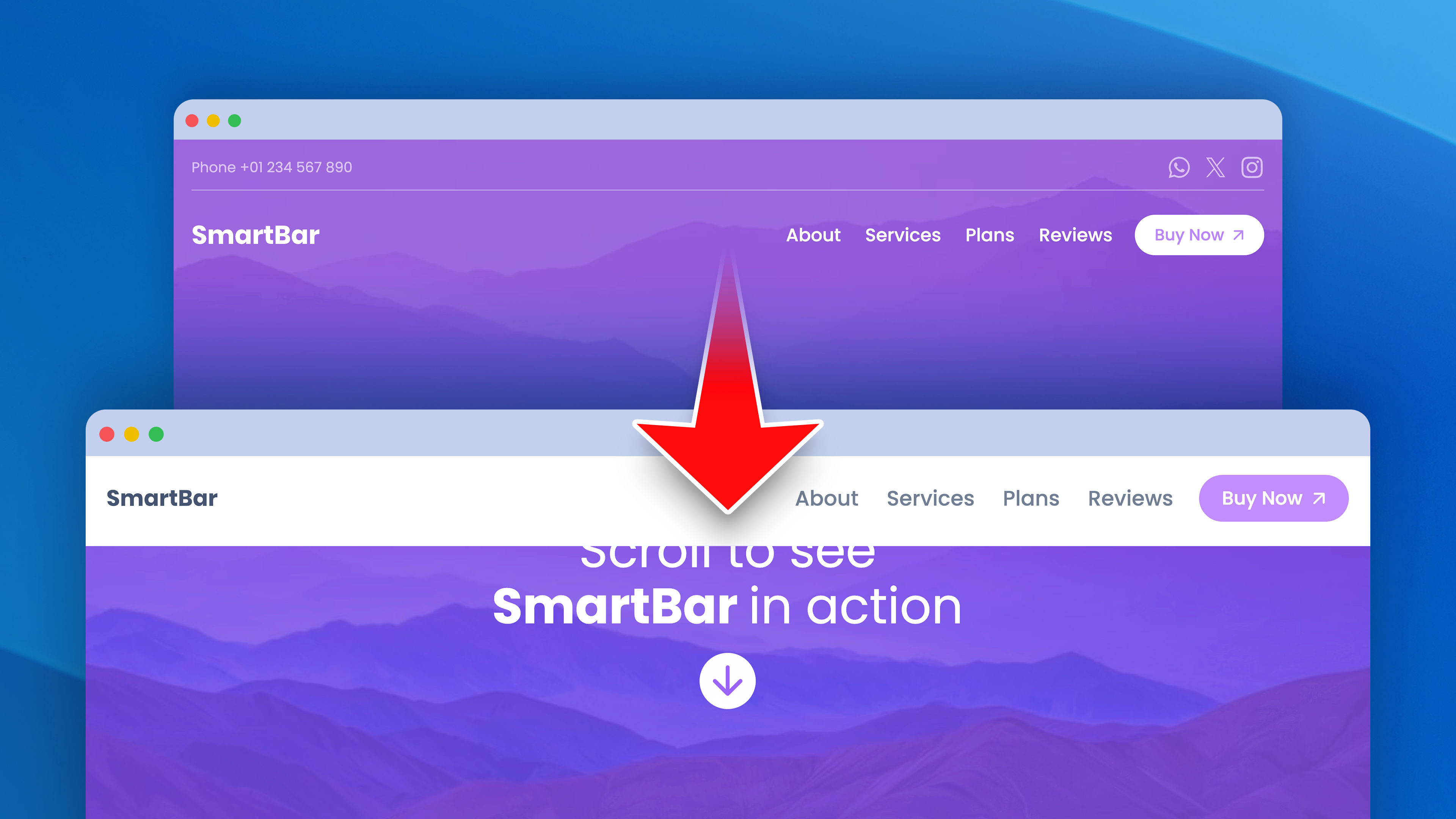 A screenshot of SmartBar. A component for RapidWeaver Elements